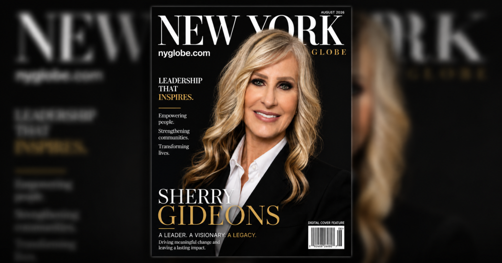 Sherry Gideons featured on The New York Globe magazine cover